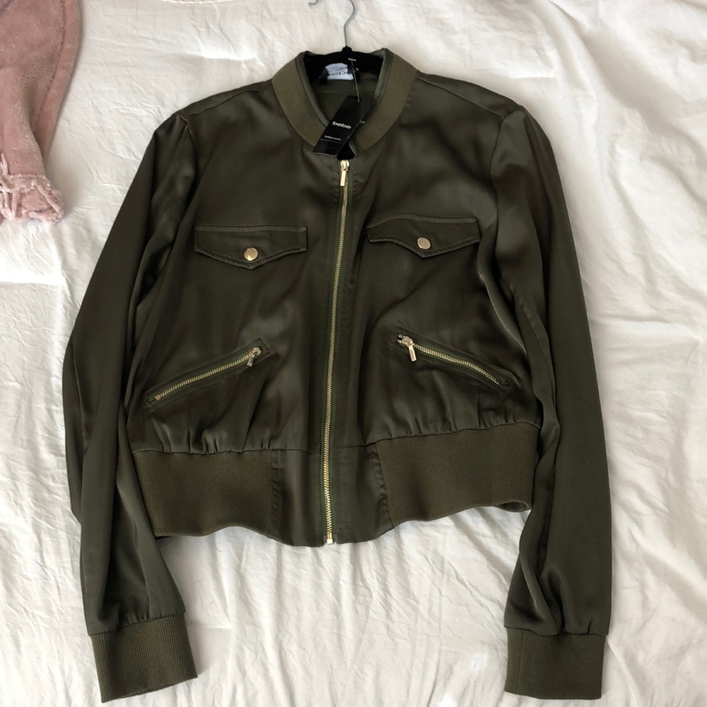 BEBE satin bomber jacket
